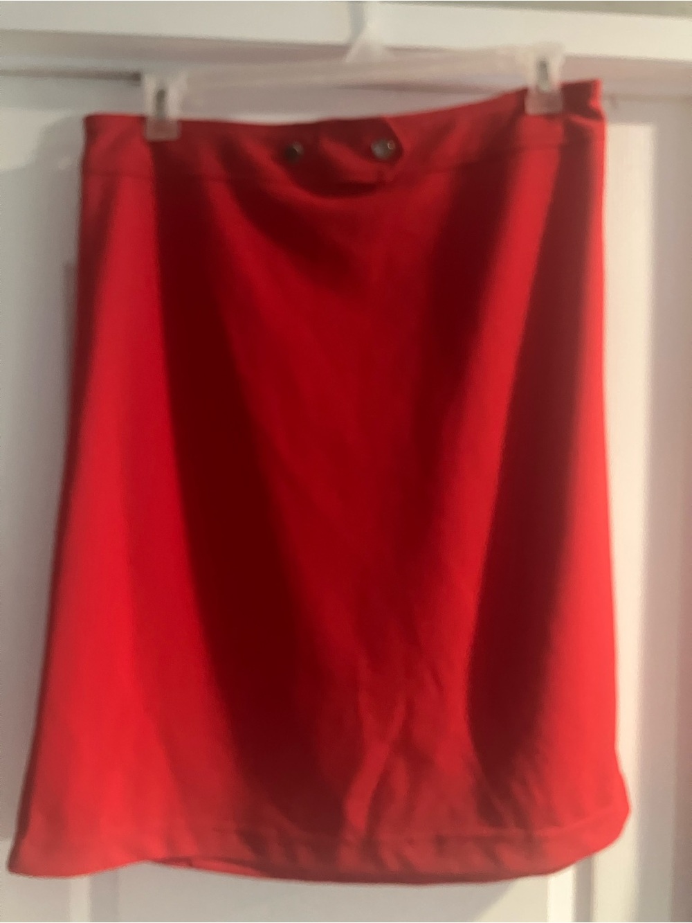 Classic Red A-Line Skirt with Subtle Waist Button Detail